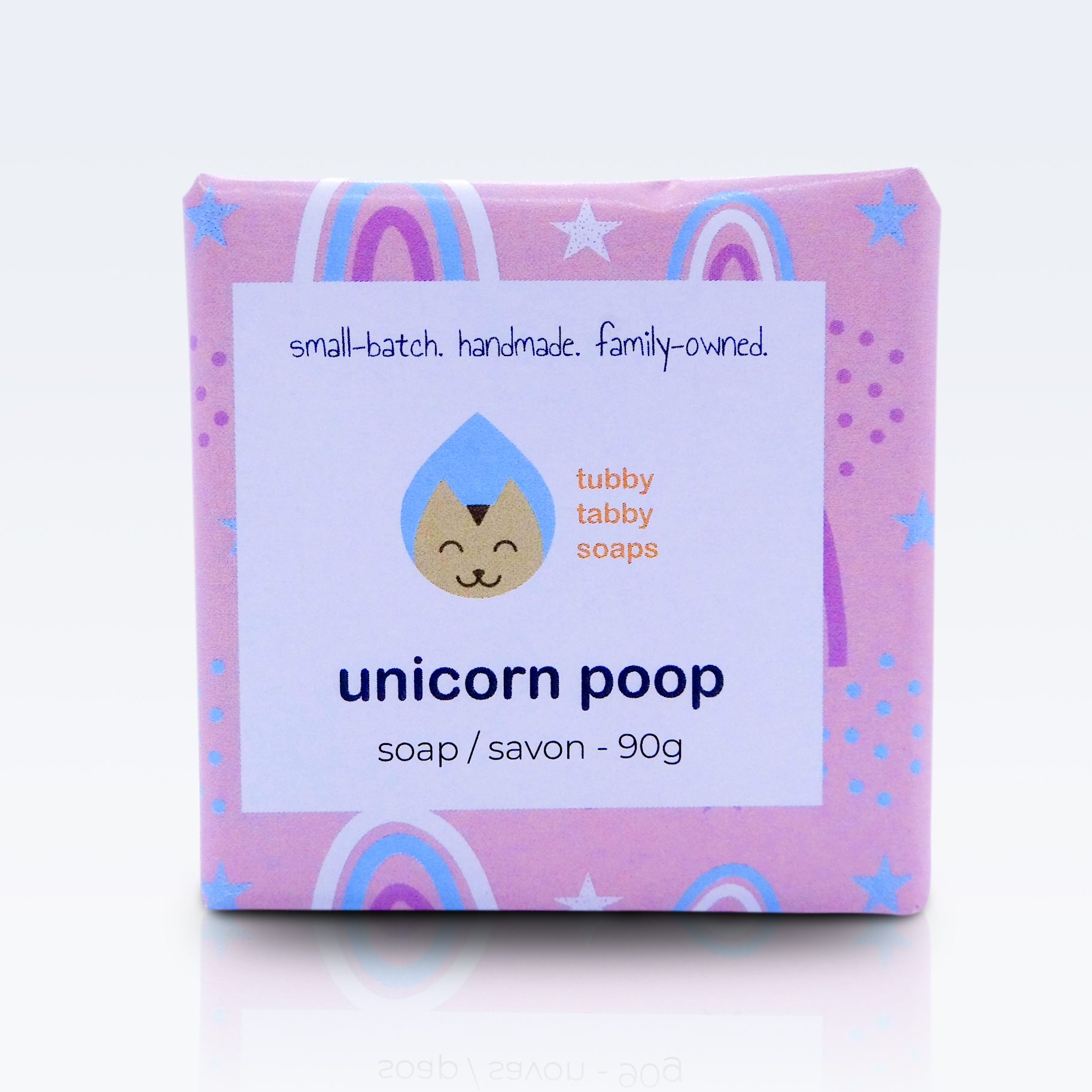 Unicorn Poop handmade kids soap by Tubby Tabby Soaps (bubblegum fragrance, swirled soap with glitter on top)