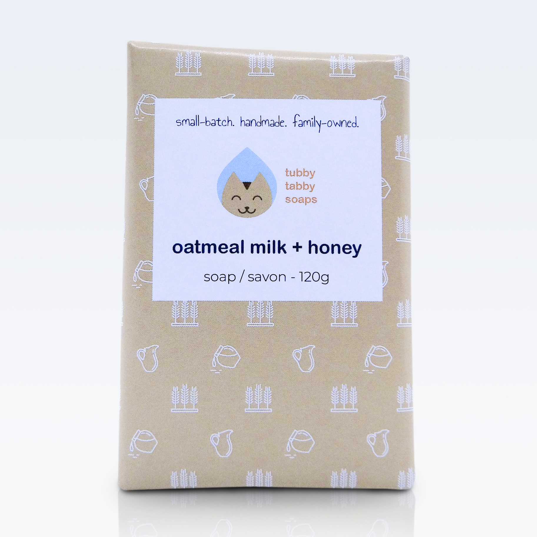 Oatmeal Milk & Honey handmade soap by Tubby Tabby Soaps (no added colour, natural gentle soap with three milks, colloidal oatmeal and raw honey)