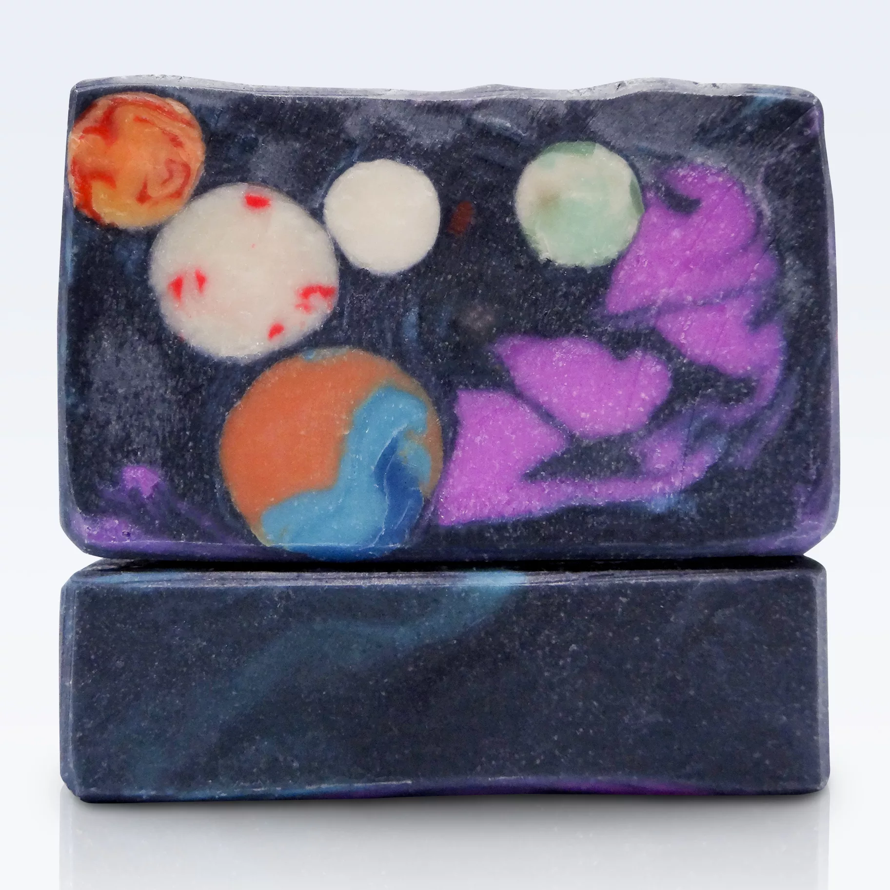 Intergalactic handmade soap by Tubby Tabby Soaps (galaxy soap with planets and green tea fragrance)