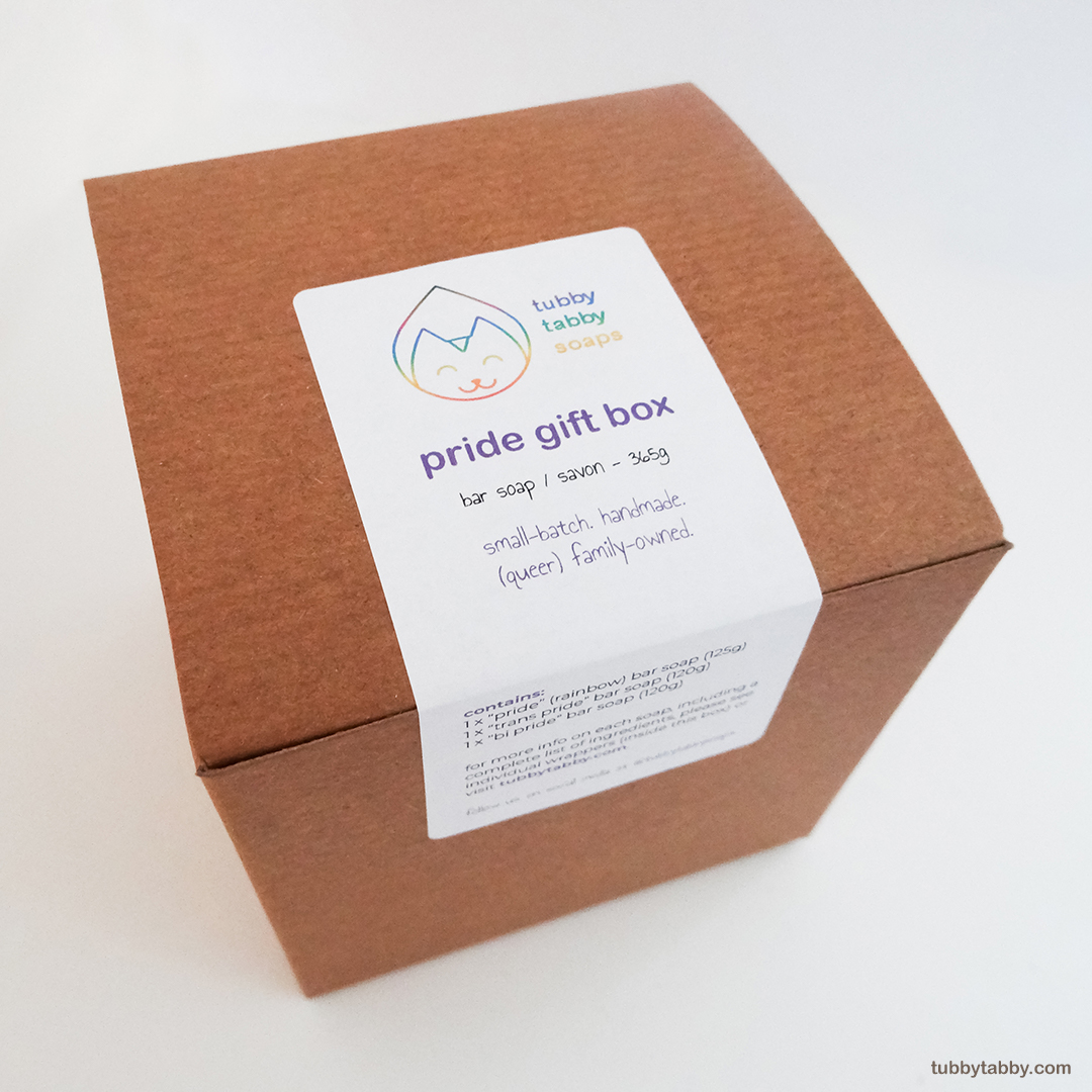 Queer Pride handmade soap gift set (box of three soap bars) by Tubby Tabby Soaps