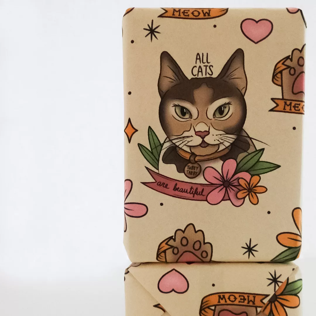 All Cats Are Beautiful (ACAB) unscented handmade soap (featuring original artwork by Lucky Little Queer aka KJ Forman) by Tubby Tabby Soaps