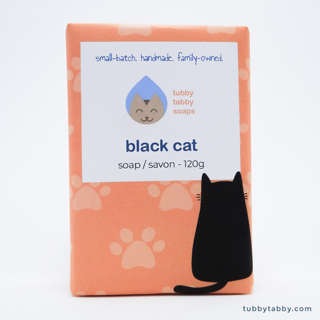 Black Cat limited edition handmade soap (Halloween) by Tubby Tabby Soaps (wrapped)