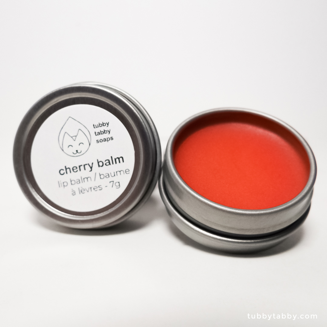 Cherry Balm handmade lip balm by Tubby Tabby Soaps