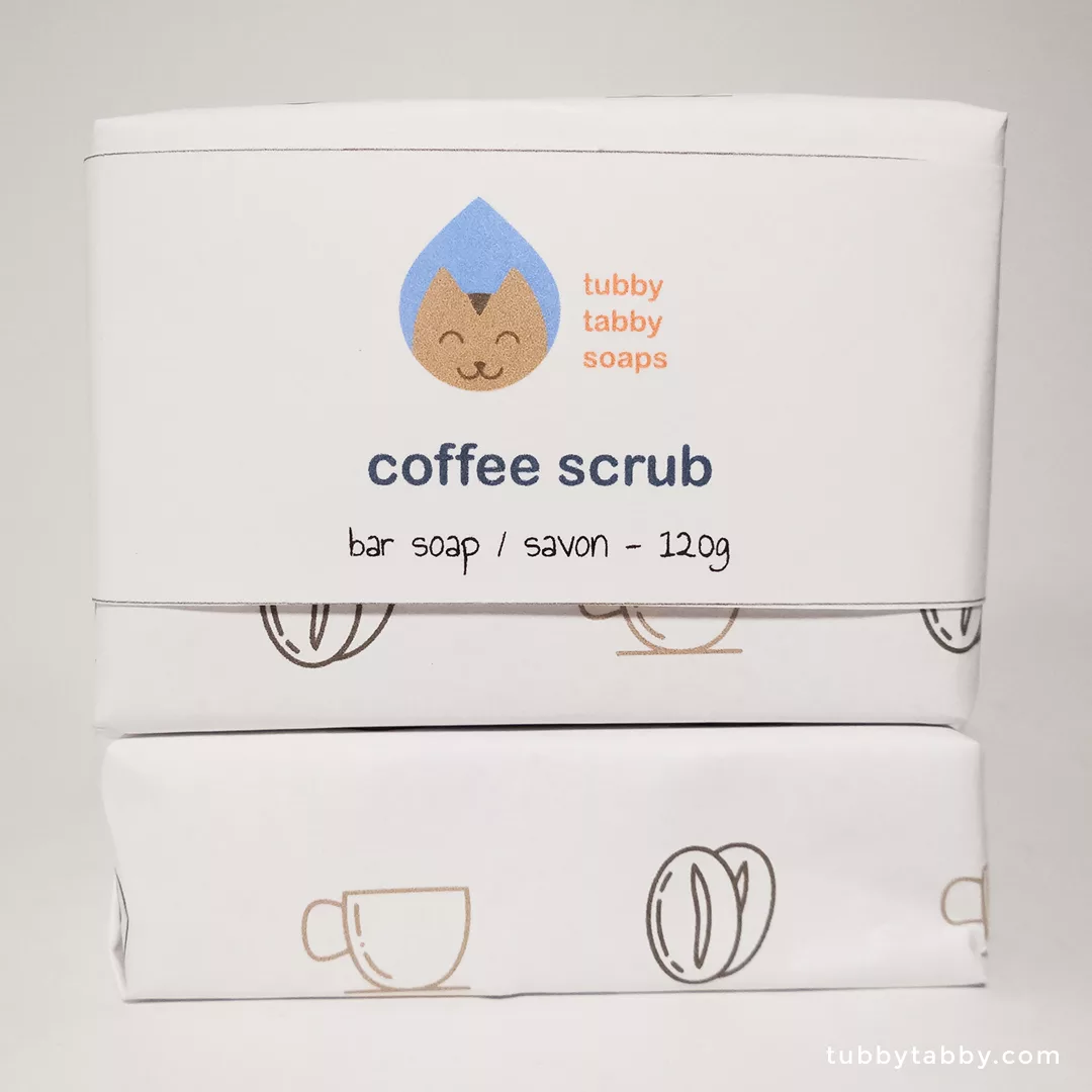 Coffee Scrub handmade soap (package) by Tubby Tabby Soaps