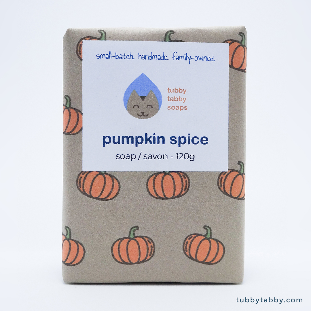 Pumpkin Spice limited edition handmade soap by Tubby Tabby Soaps (wrapped)