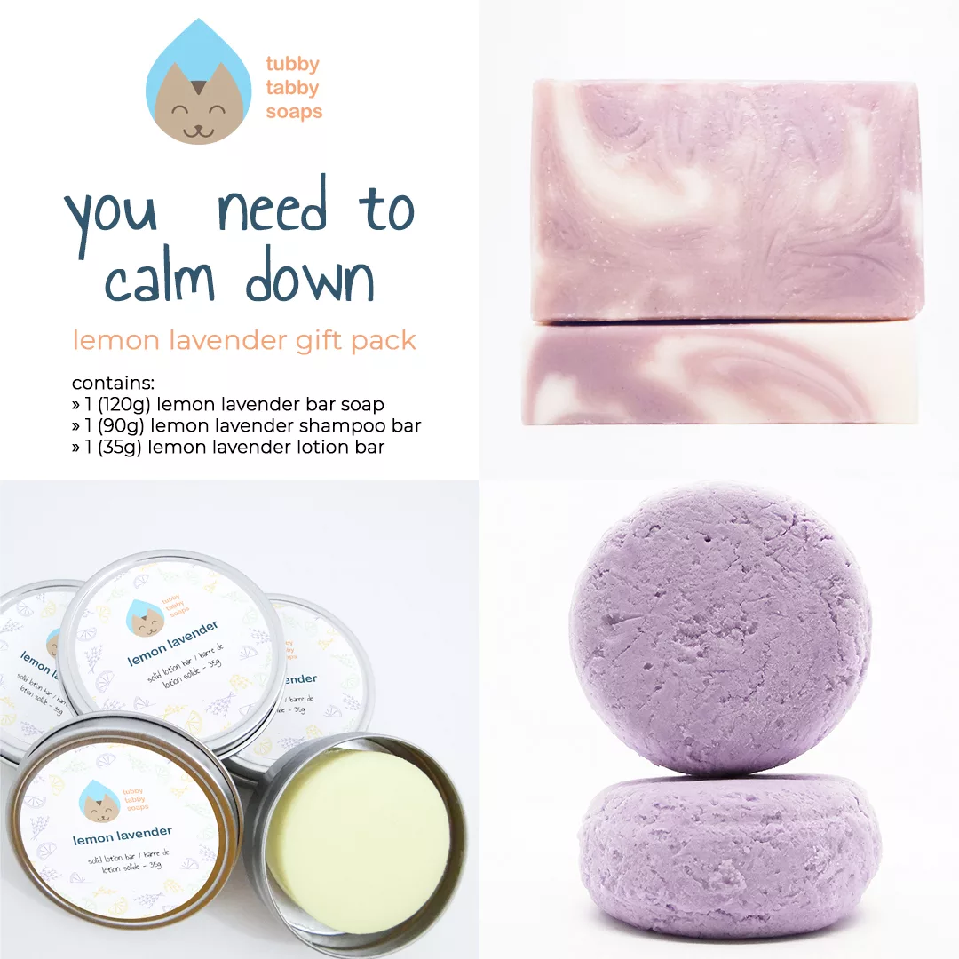 You Need to Calm Down lemon lavender gift pack by Tubby Tabby Soaps