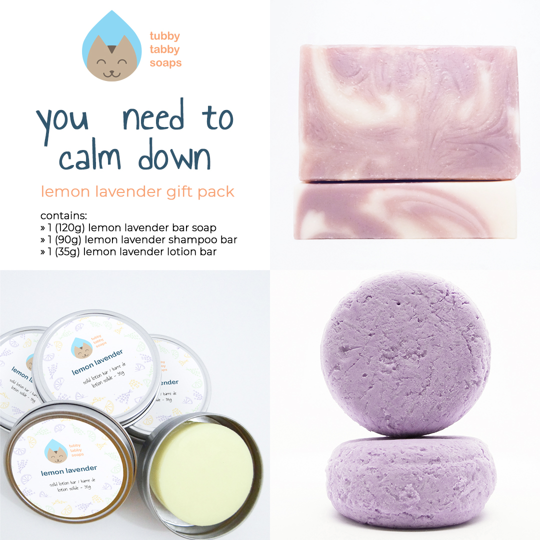 You Need to Calm Down lemon lavender gift pack by Tubby Tabby Soaps