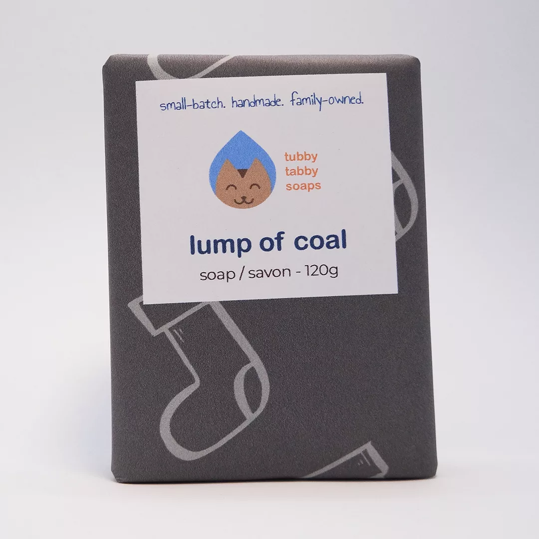 Lump of Coal handmade soap by Tubby Tabby Soaps (wrapped)