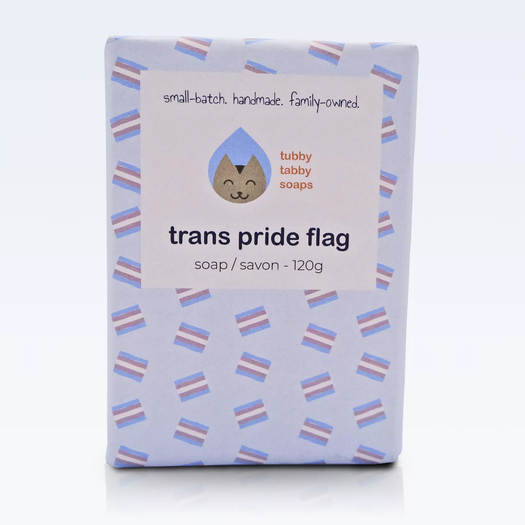 Trans Pride Flag handmade soap by Tubby Tabby Soaps (wrapped)
