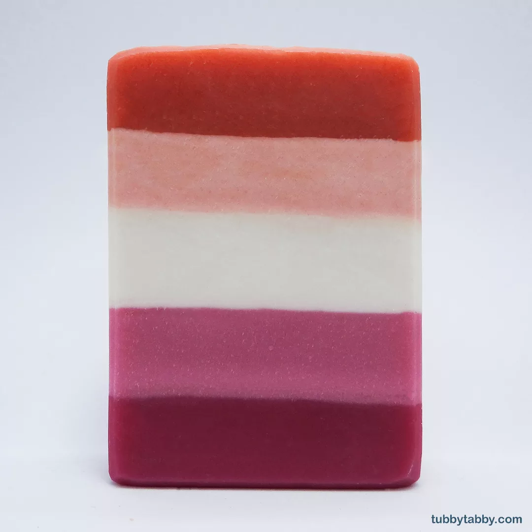 Lesbian Pride Flag handmade soap by Tubby Tabby Soaps (web)