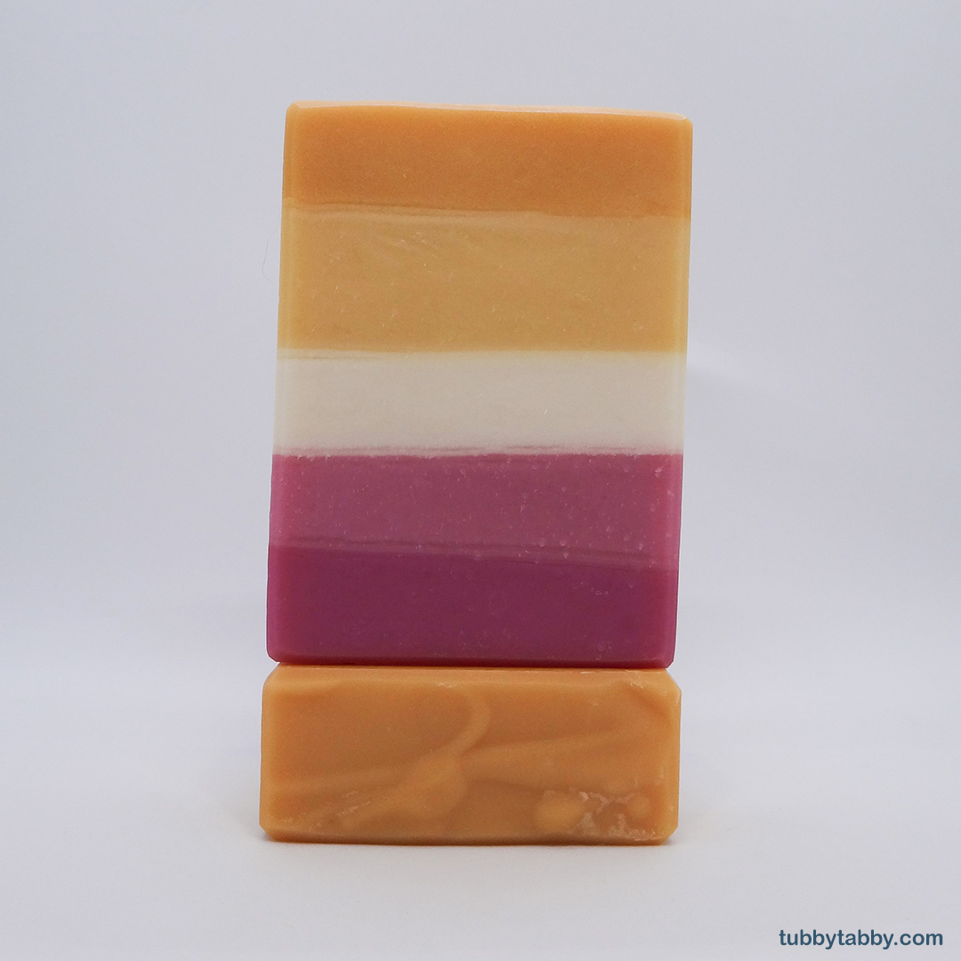 Lesbian Pride Flag soap by Tubby Tabby Soaps (unwrapped)
